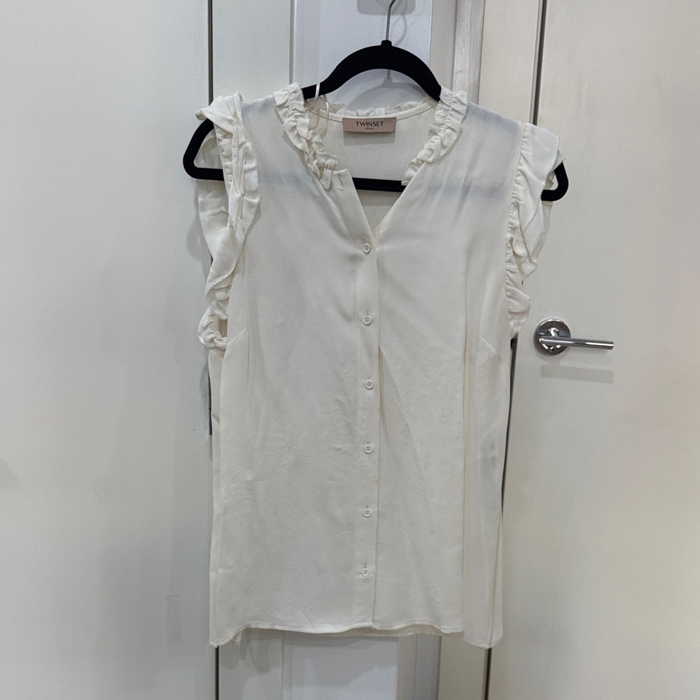 Twin-Set White Ruffled Blouse